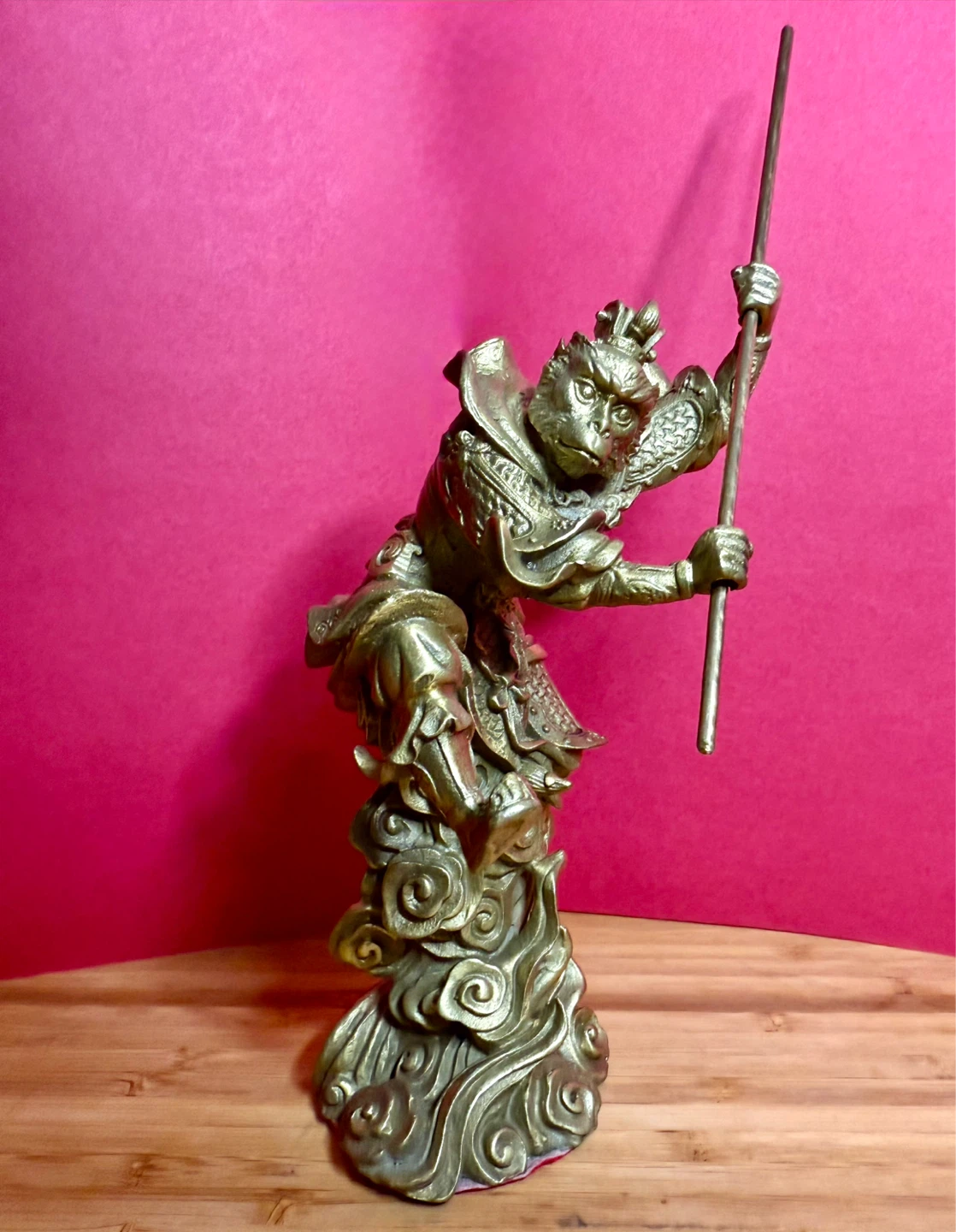 Sun Wukong Monkey King Bronze Statue with Staff