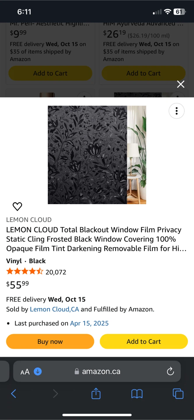 LEMON CLOUD Blackout Window Film - photo 2