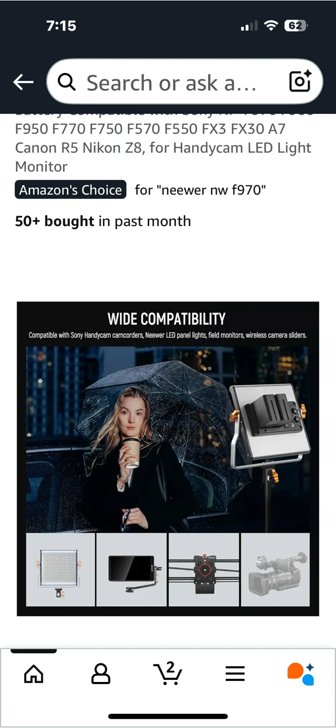 NEEWER 2Pcs NP-F970 7800mAh Batteries + Charger image indicator(6)