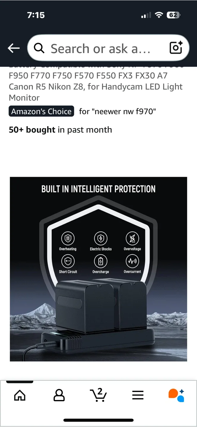 NEEWER 2Pcs NP-F970 7800mAh Batteries + Charger image indicator(9)