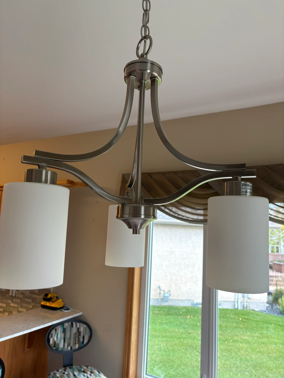 Three-Light Brushed Nickel Chandelier - photo 3