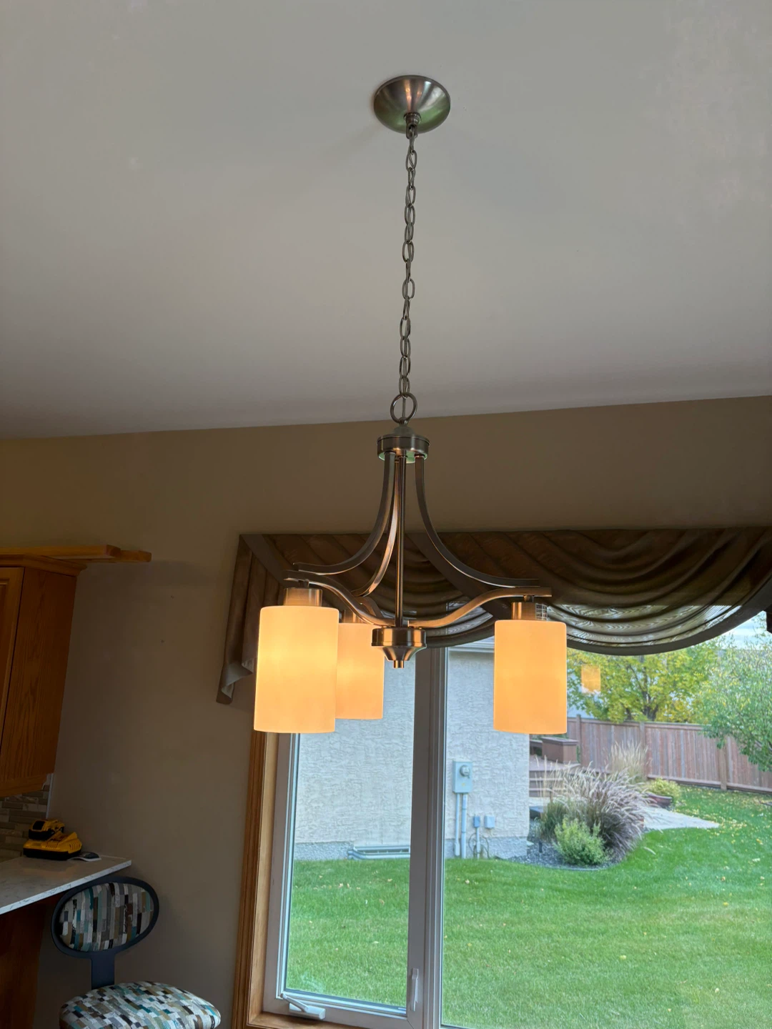 Three-Light Brushed Nickel Chandelier - photo 2
