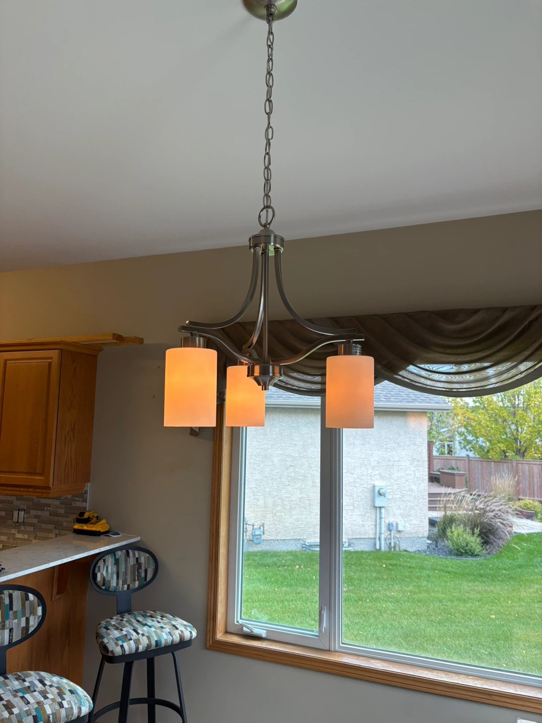 Three-Light Brushed Nickel Chandelier