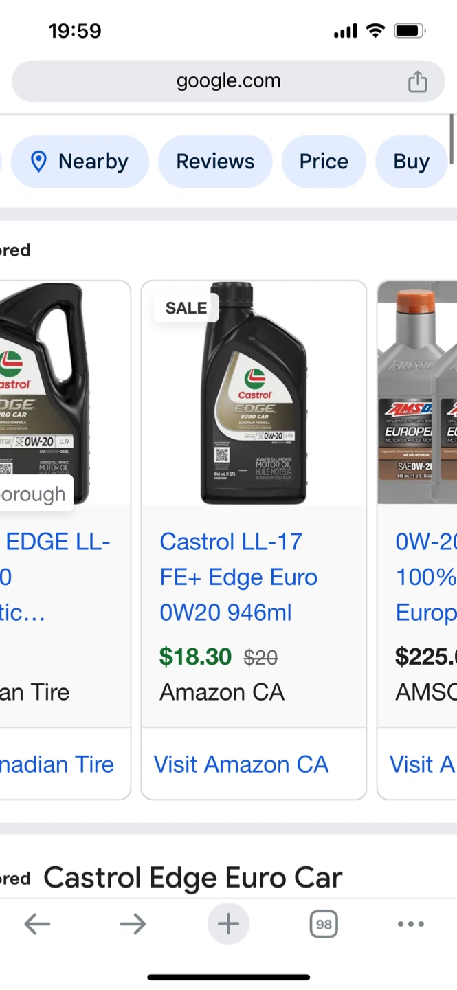 Castrol Edge Euro Car Motor Oil SAE 0W-20 LL IV - photo 3