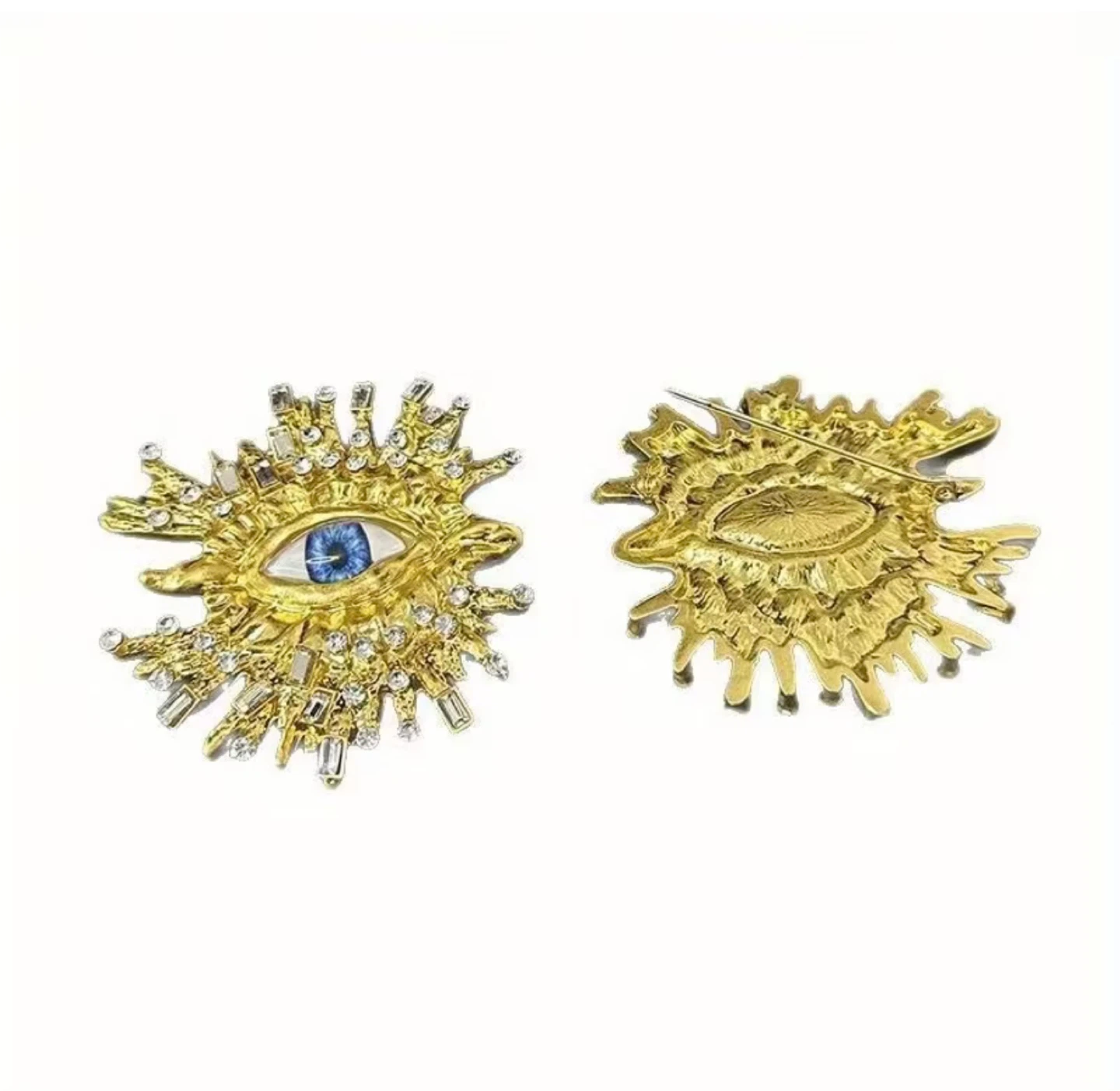 Schiaparelli inspired Gold and Blue Eye Brooch - photo 4