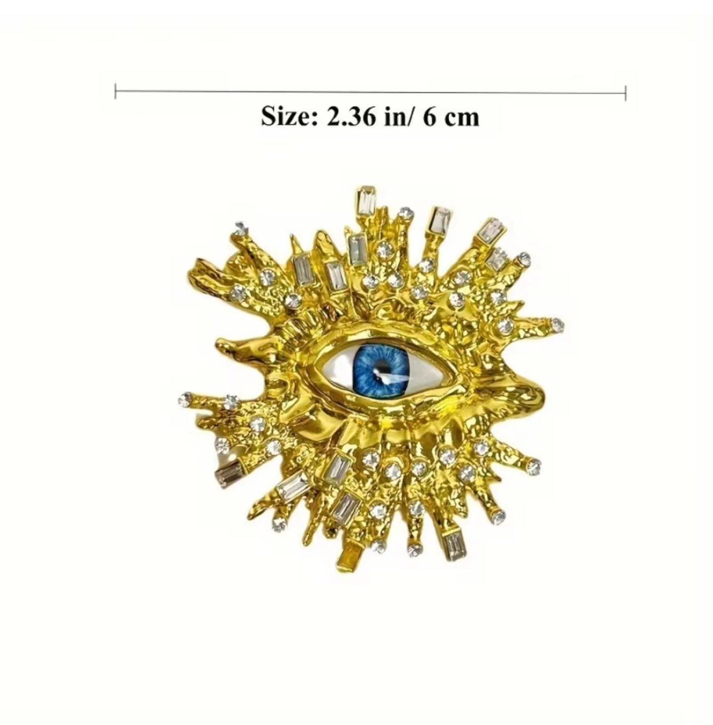 Schiaparelli inspired Gold and Blue Eye Brooch - photo 5