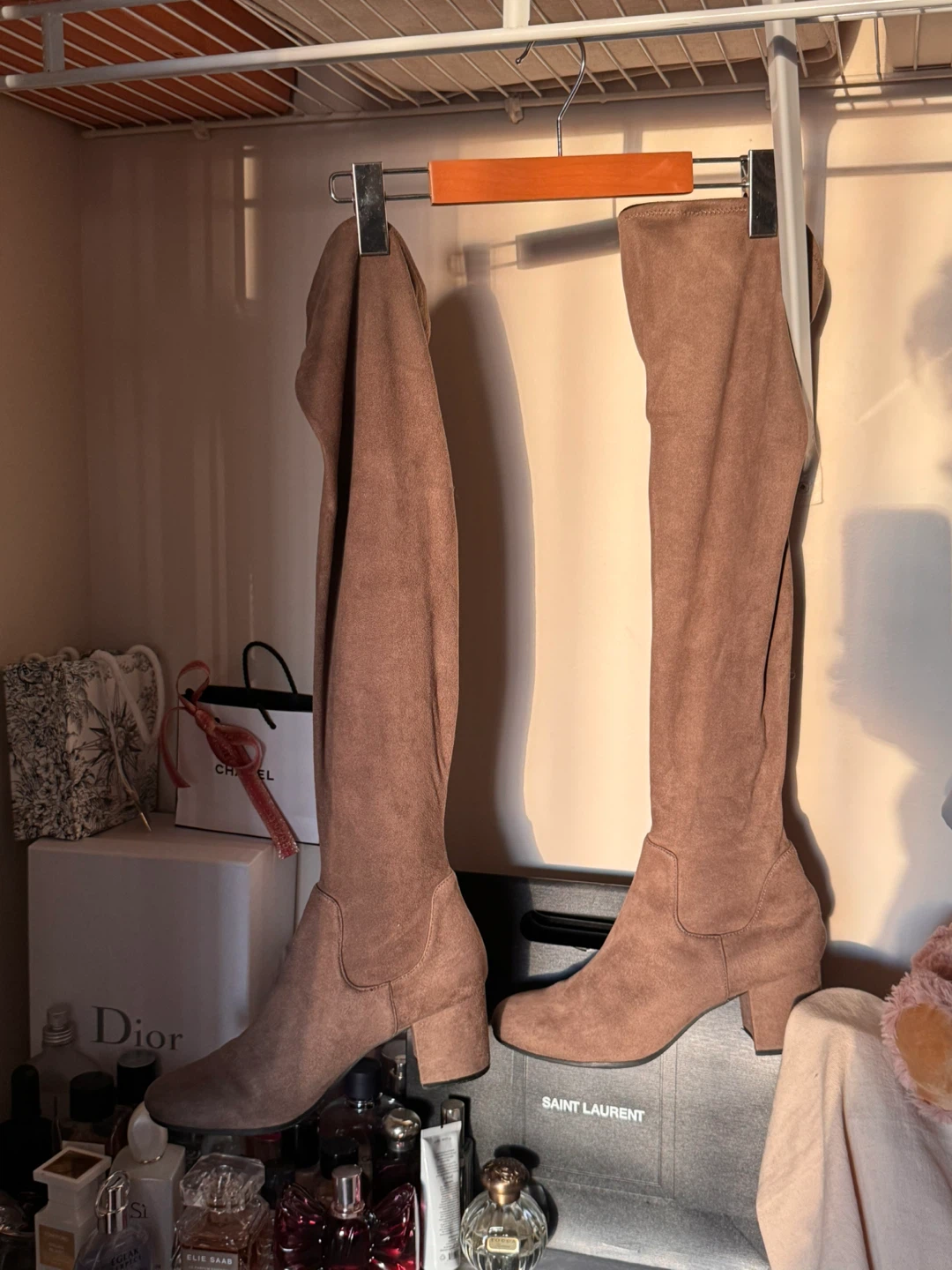 Brown Thigh High Boots, Size 8