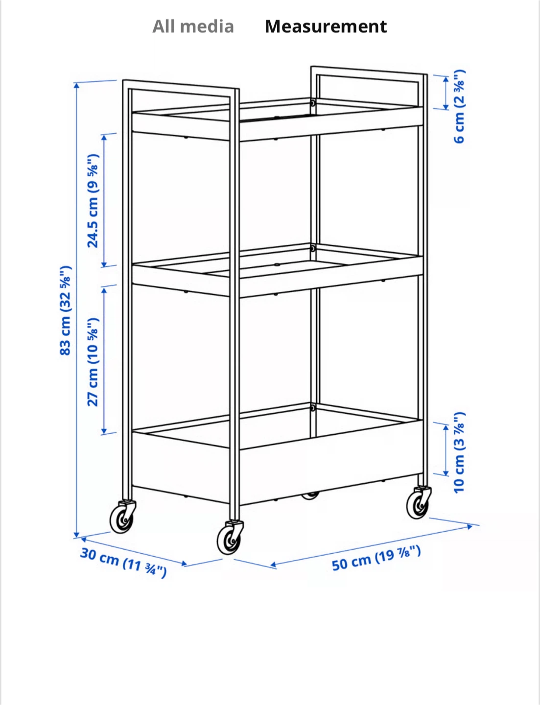 IKEA RÅSHULT Black Utility Cart - photo 4