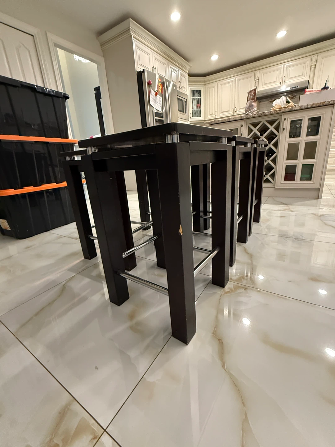 Set of 5 Dark Brown Bar Stools - photo 2