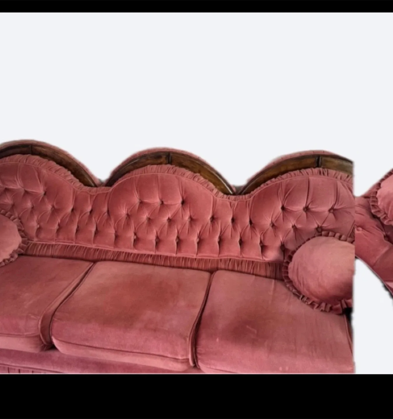 Vintage Tufted Pink Velvet Sofa