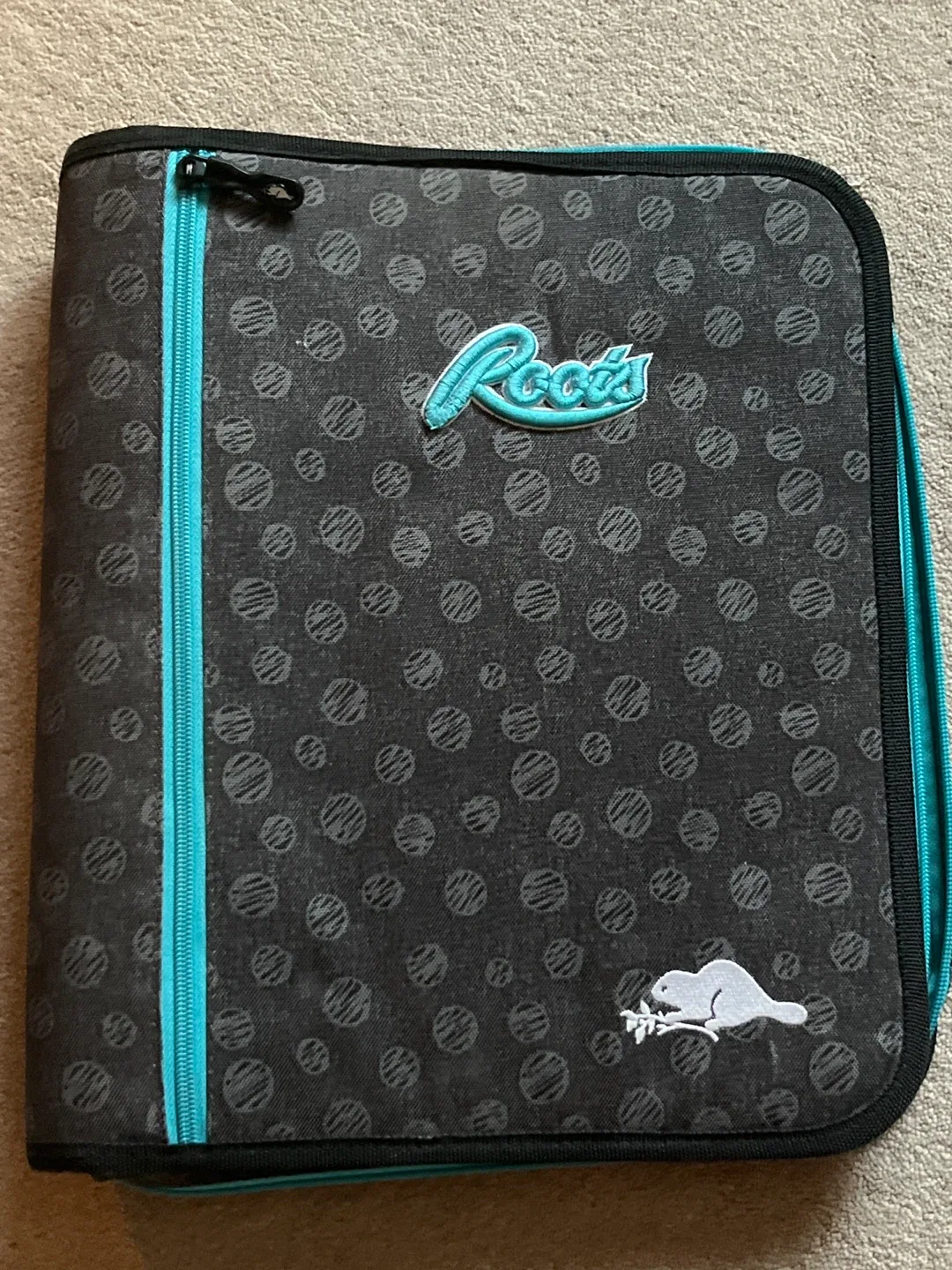 Roots 3-Ring Zipper Binder - Turquoise thumbnail