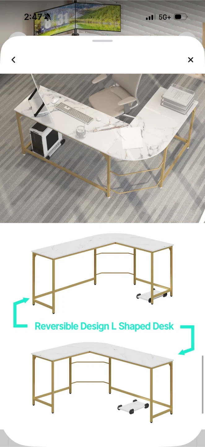 Reversible L-Shaped Computer Desk - photo 2