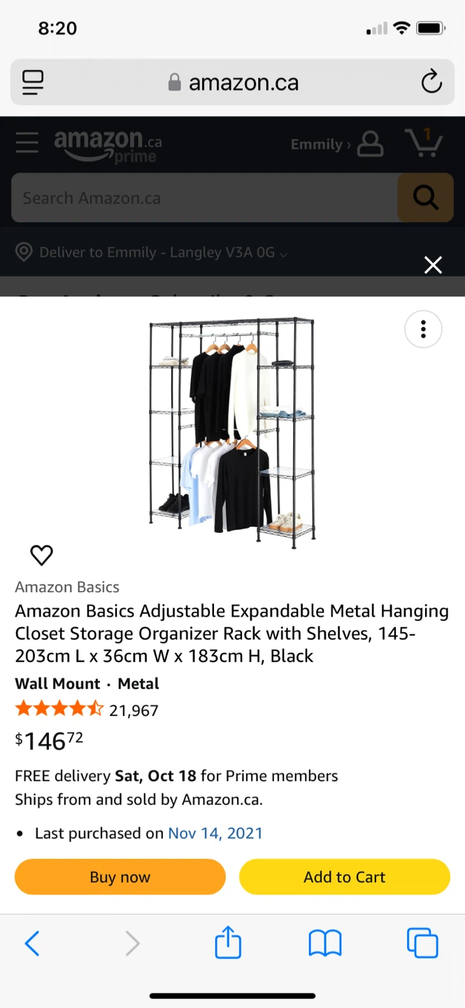 Amazon Basics Adjustable Closet Storage Organizer Rack - photo 5