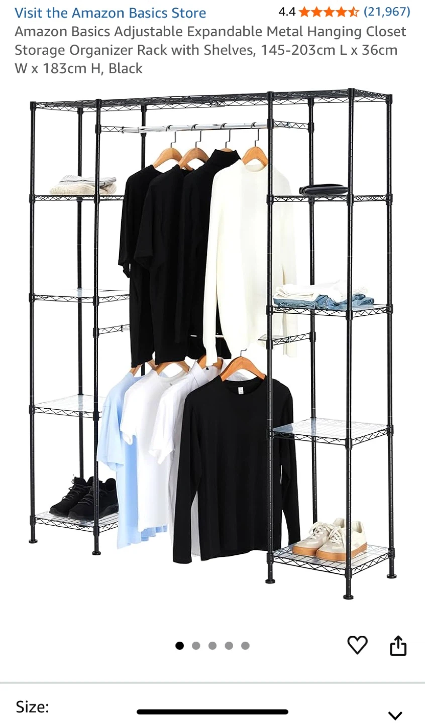Amazon Basics Adjustable Closet Storage Organizer Rack - photo 4