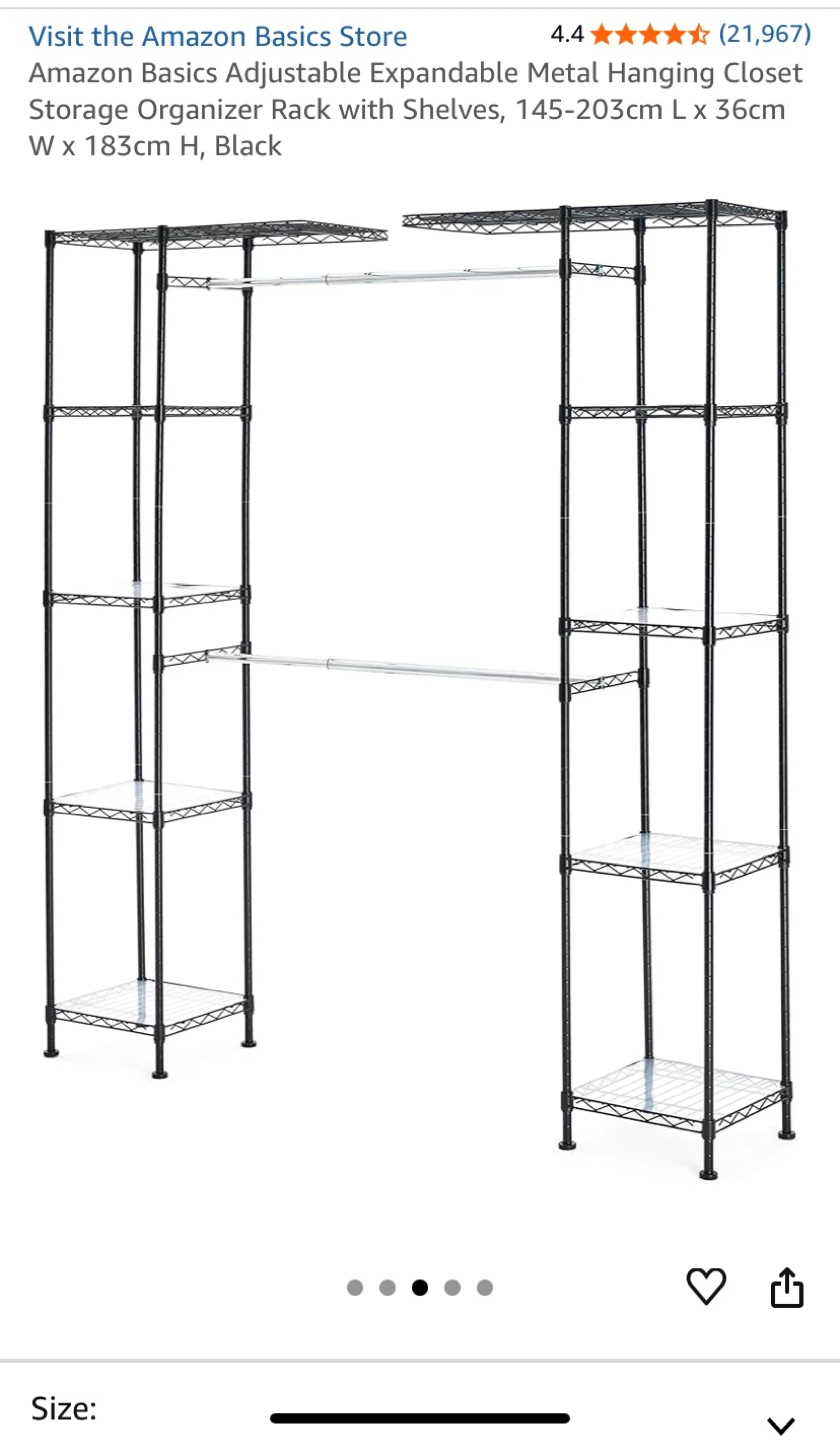 Amazon Basics Adjustable Closet Storage Organizer Rack - photo 2