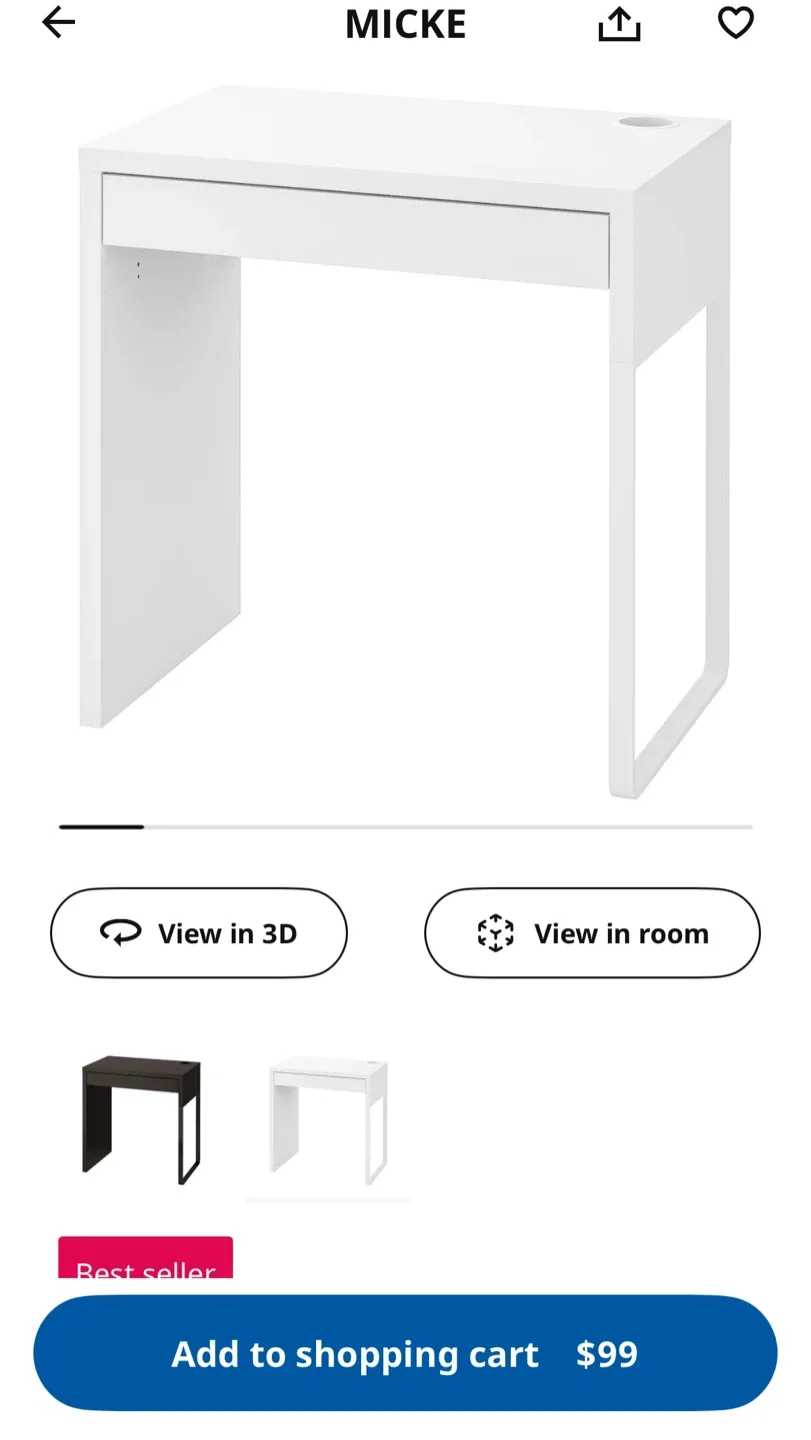 IKEA MICKE White Desk thumbnail