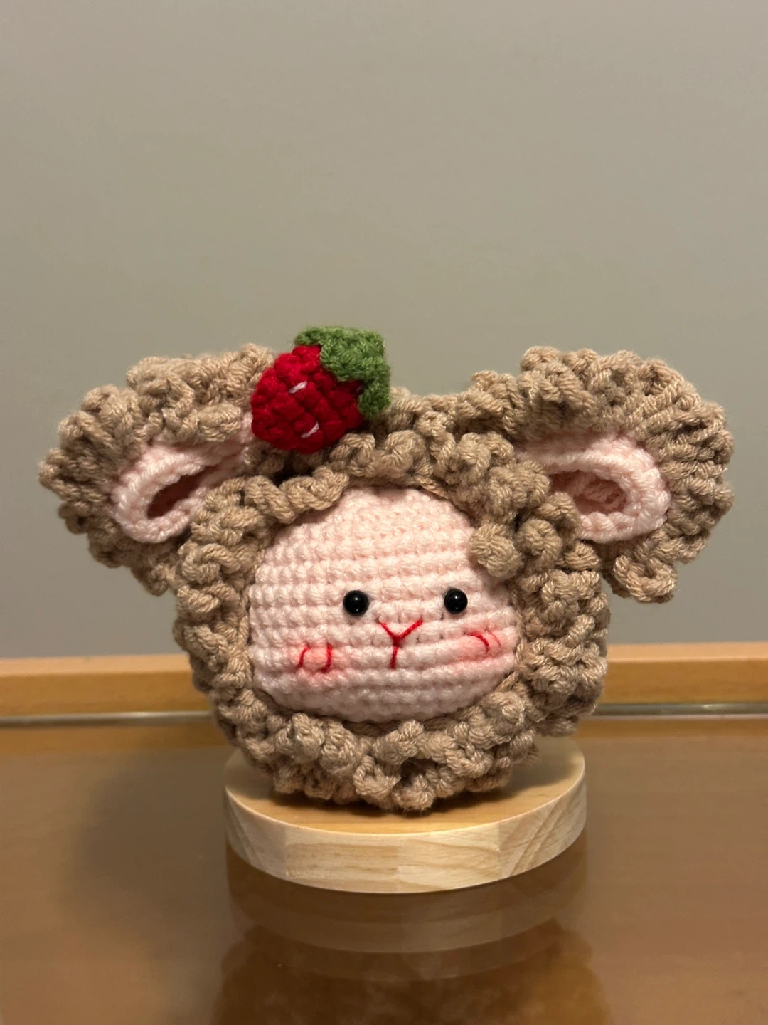 Crochet Sheep Plushie with Strawberry