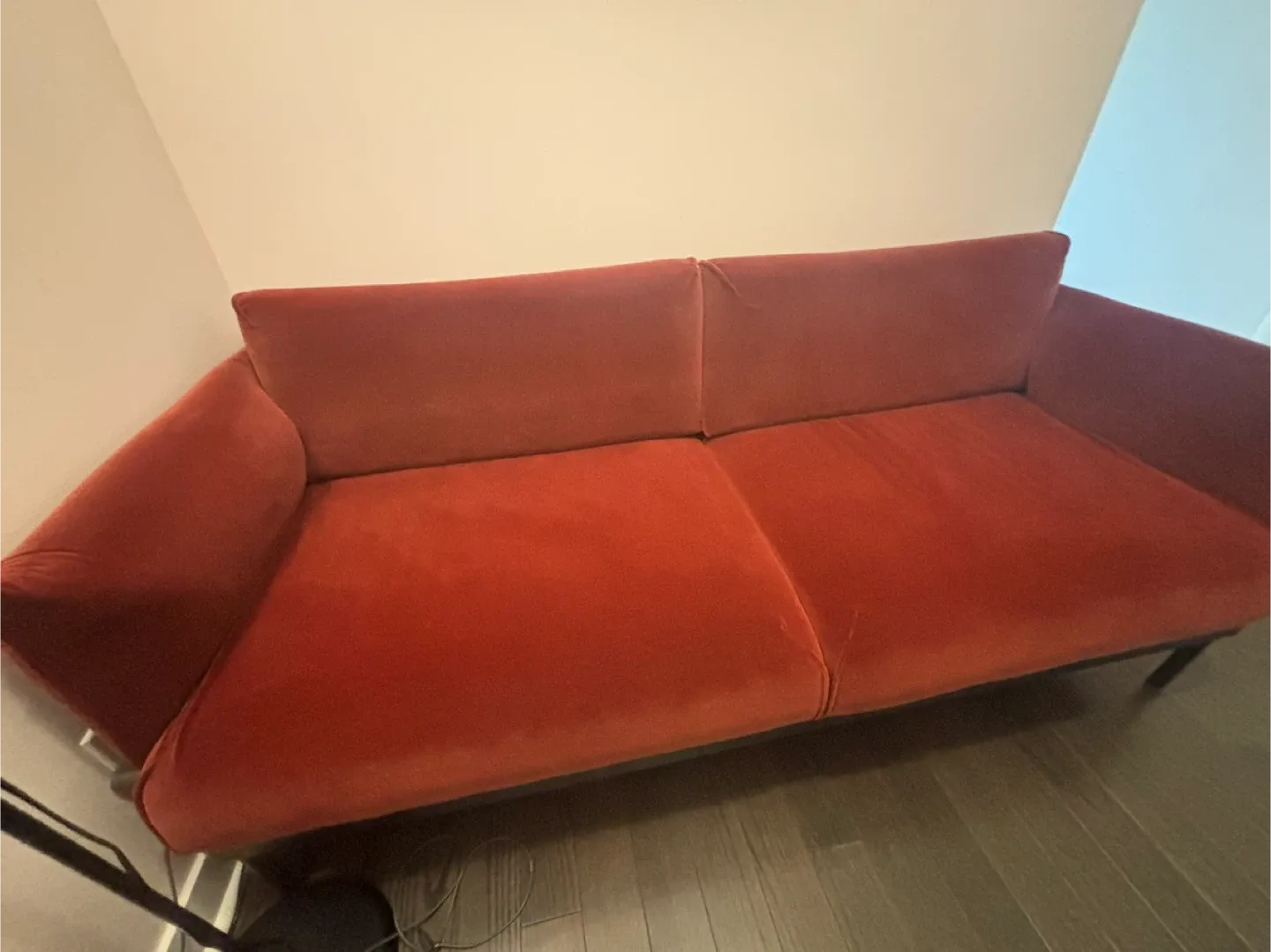 Red Sofa/ Ikea applyard couch, barely used image indicator(3)