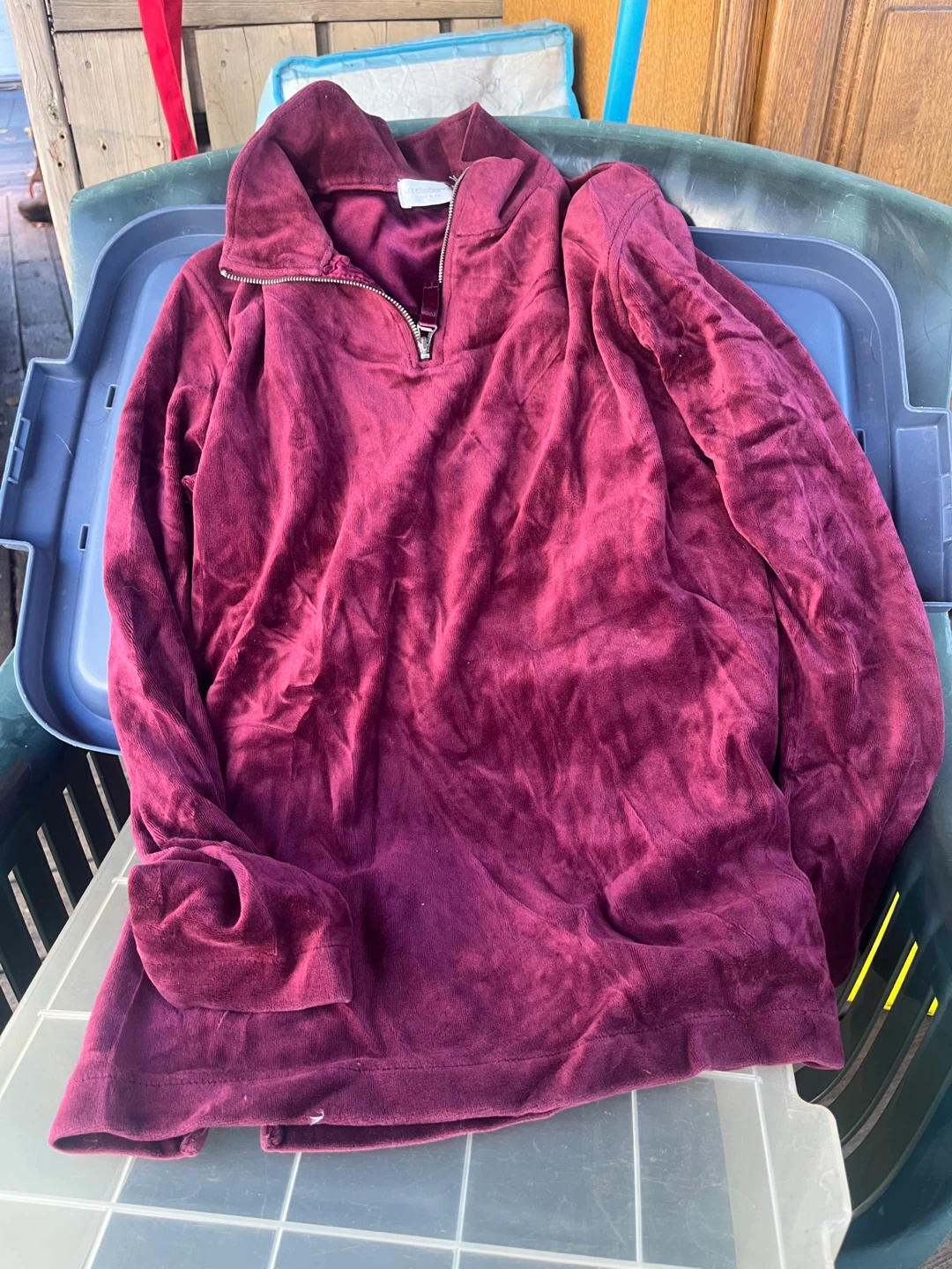 Liz Claiborne Burgundy Velvet Pullover - Size S