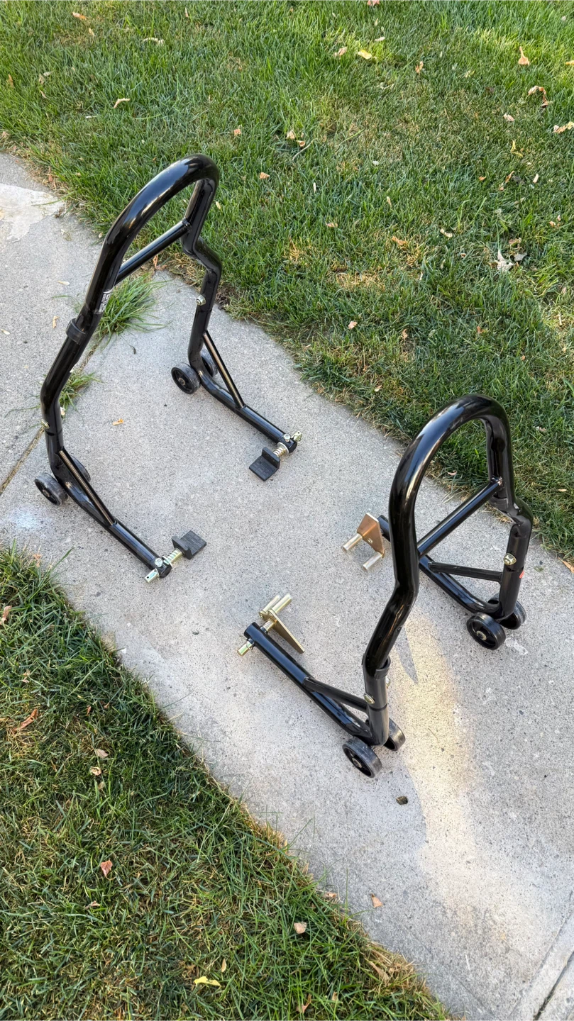 Motorcycle Front & Rear Wheel Stands - Black