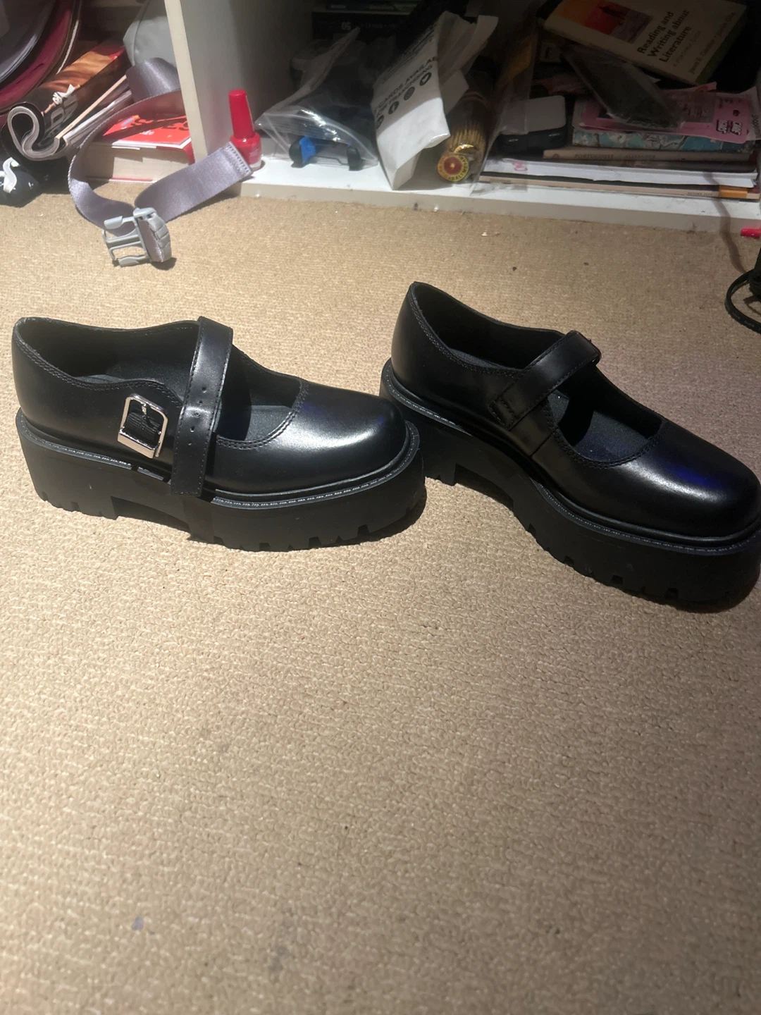 Black Platform Mary Janes, Size 7 - photo 3
