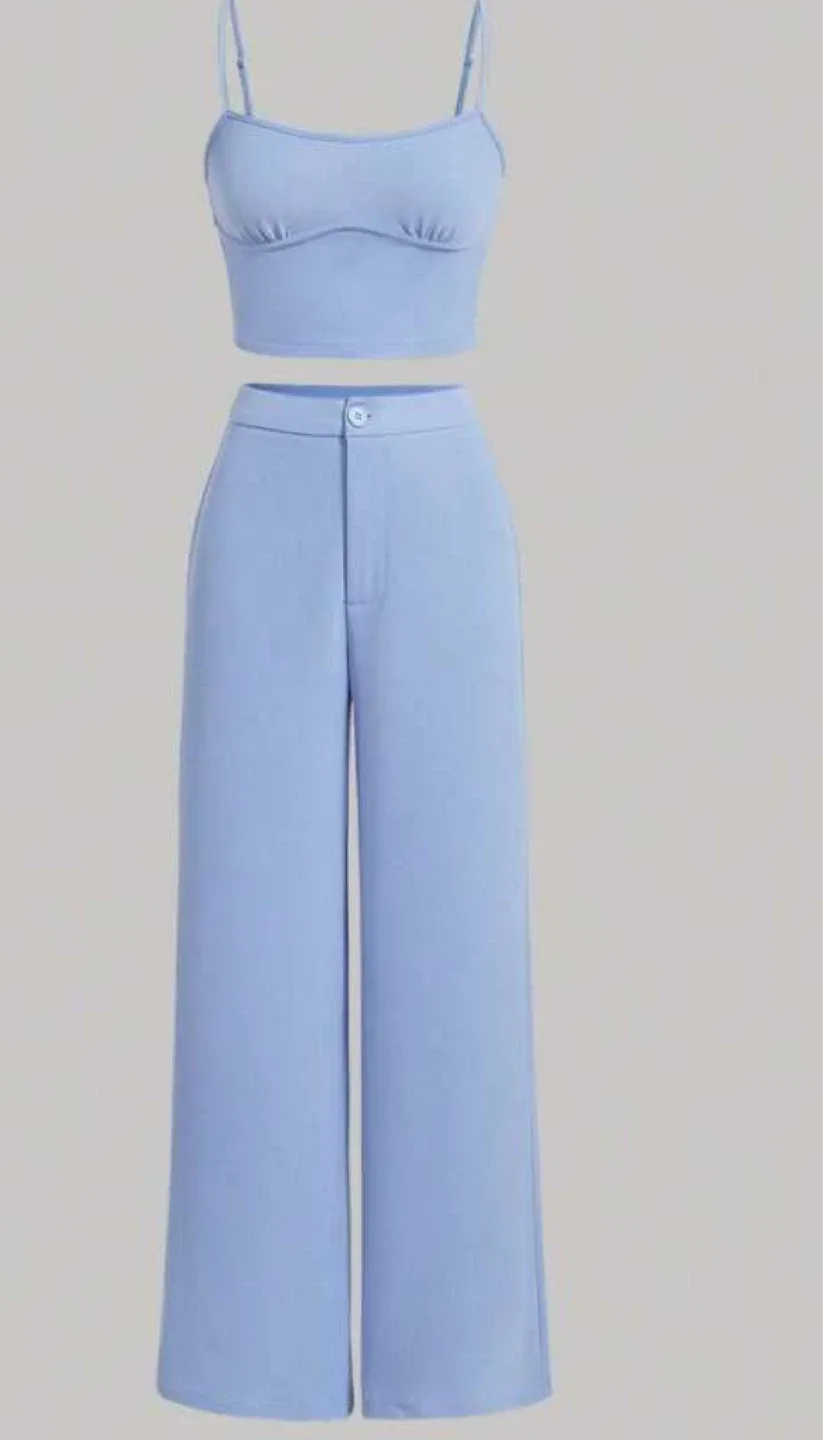 Blue Two-Piece Co-Ord Pants Set thumbnail