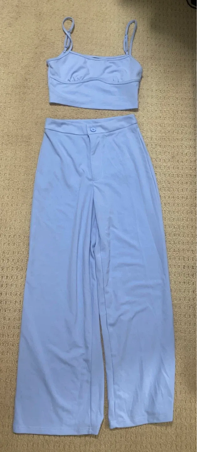 Blue Two-Piece Co-Ord Pants Set image indicator(5)