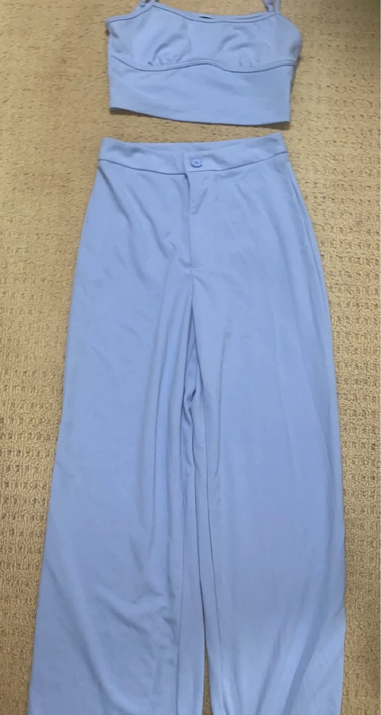 Blue Two-Piece Co-Ord Pants Set image indicator(6)