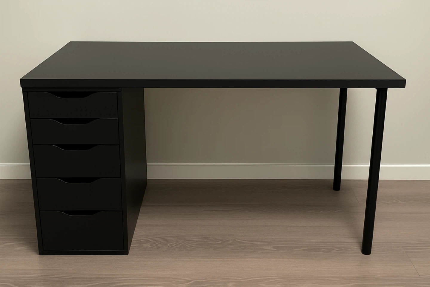Black Desk with Drawers IKEA