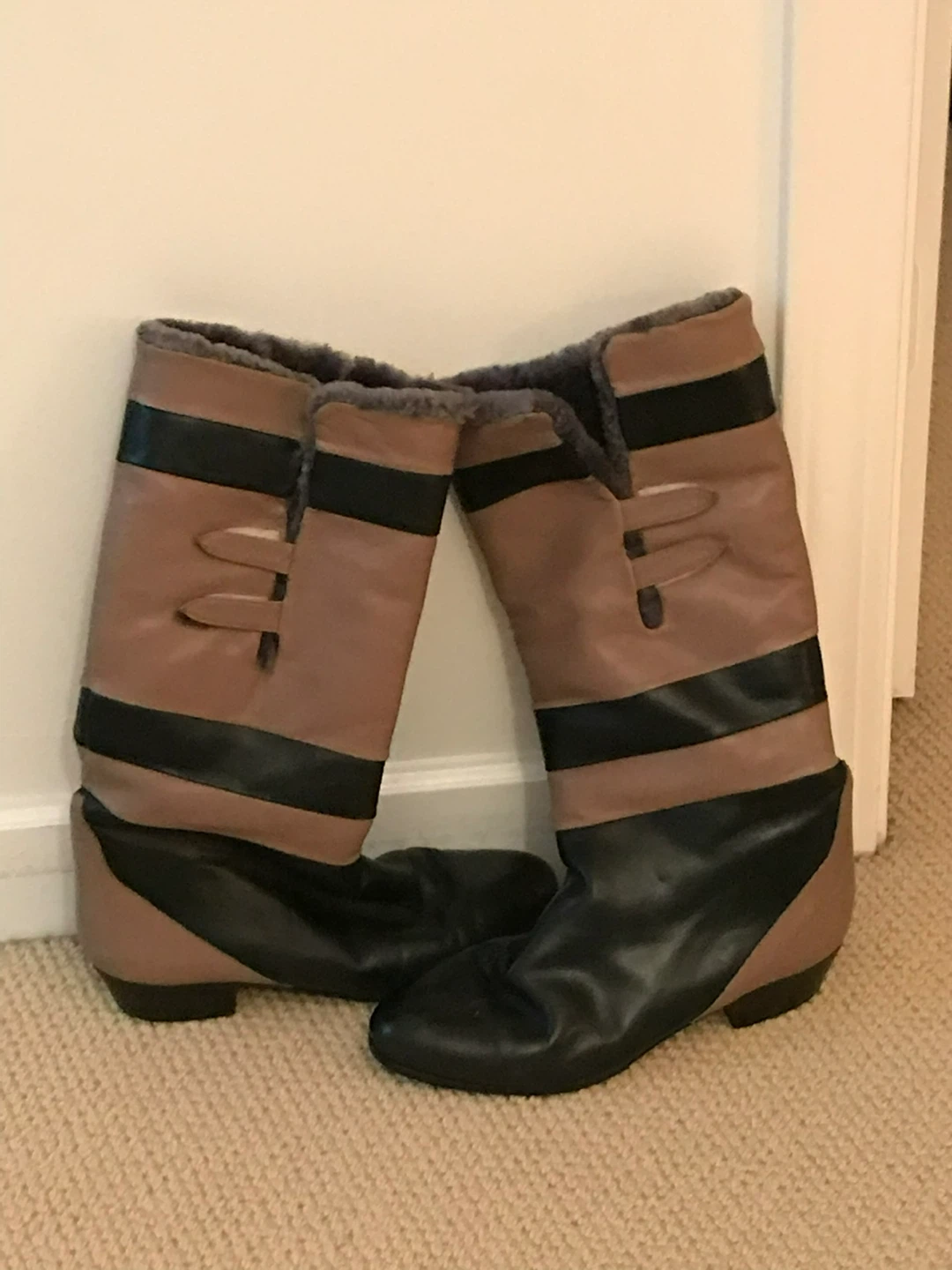 Grey & Black Leather Winter Boots vintage - photo 3