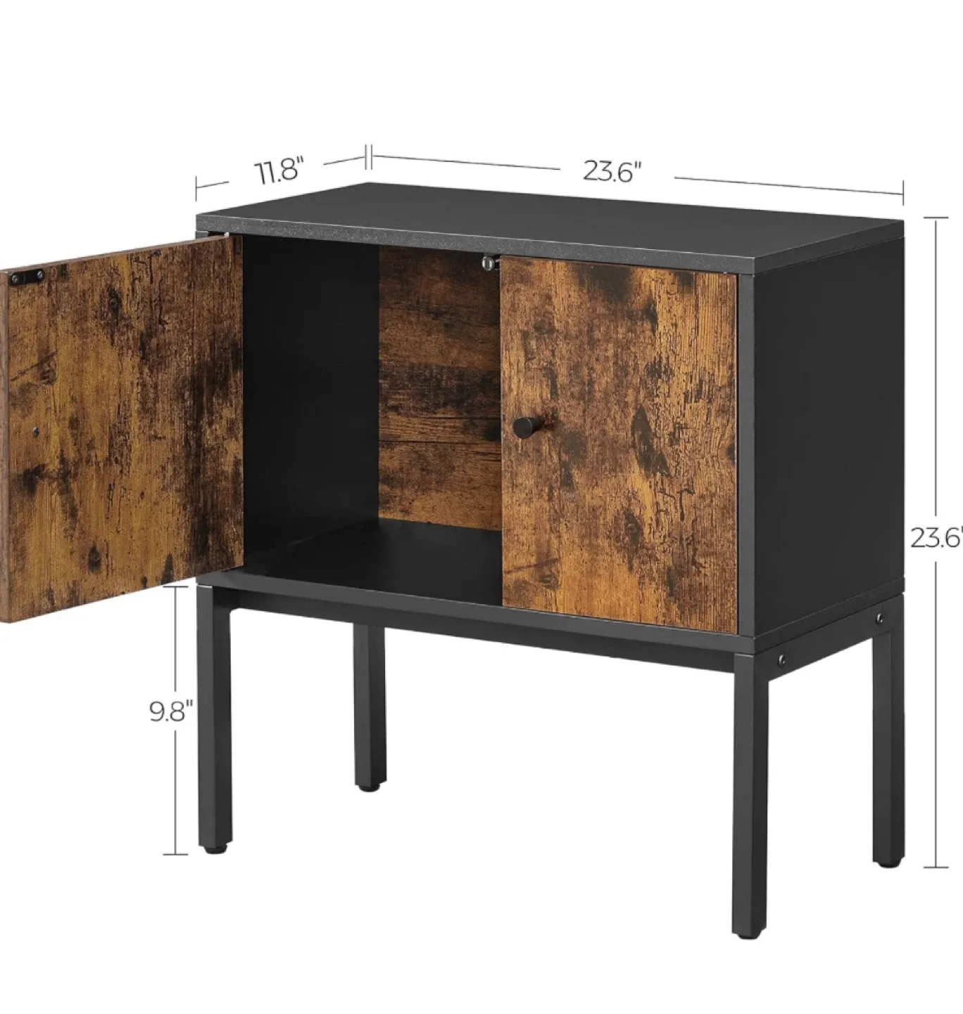 VASAGLE Side Cabinet, Brown/Black image indicator(3)