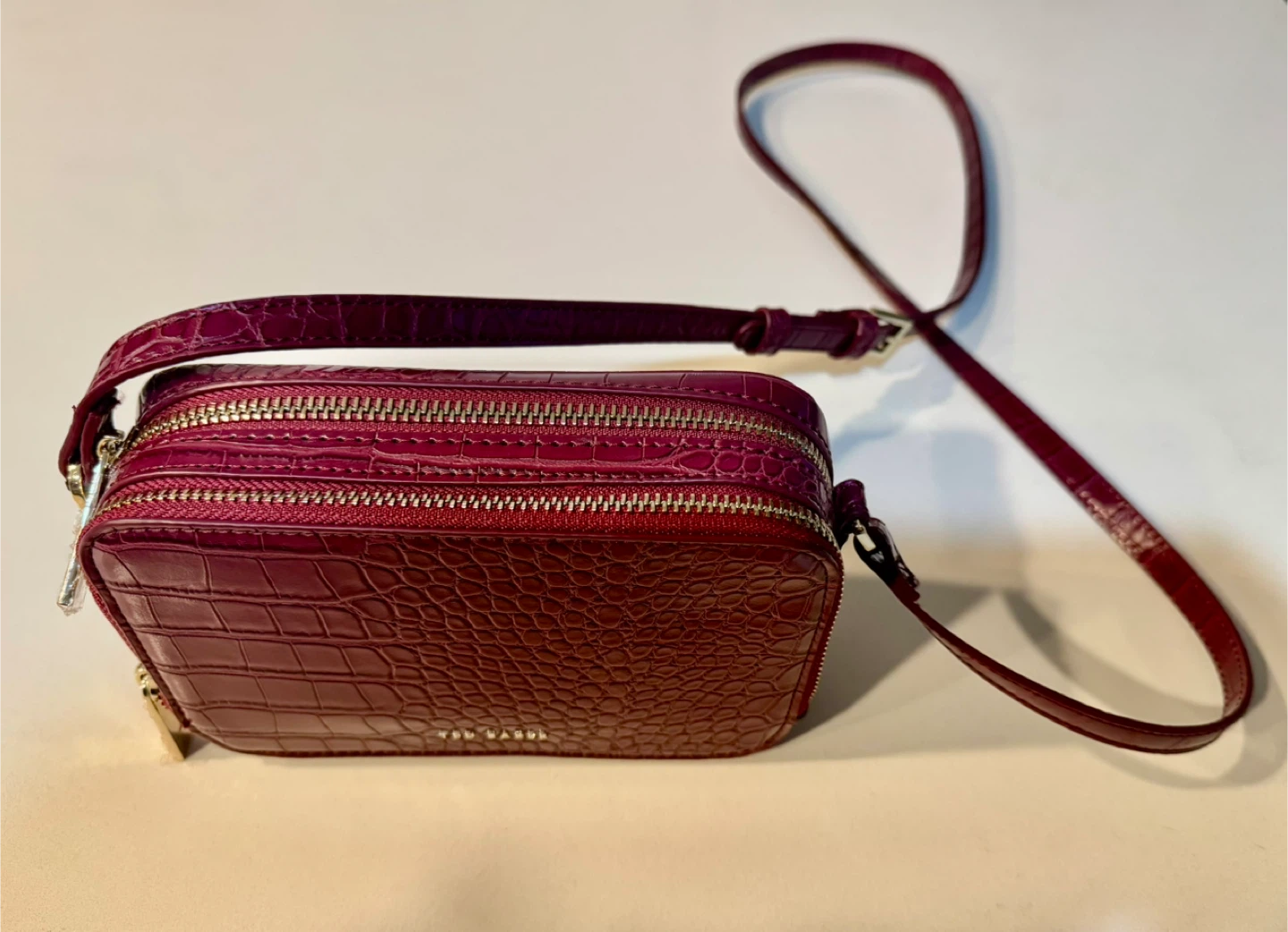 Ted Baker Croc-Embossed Red Effect Crossbody Small Bag