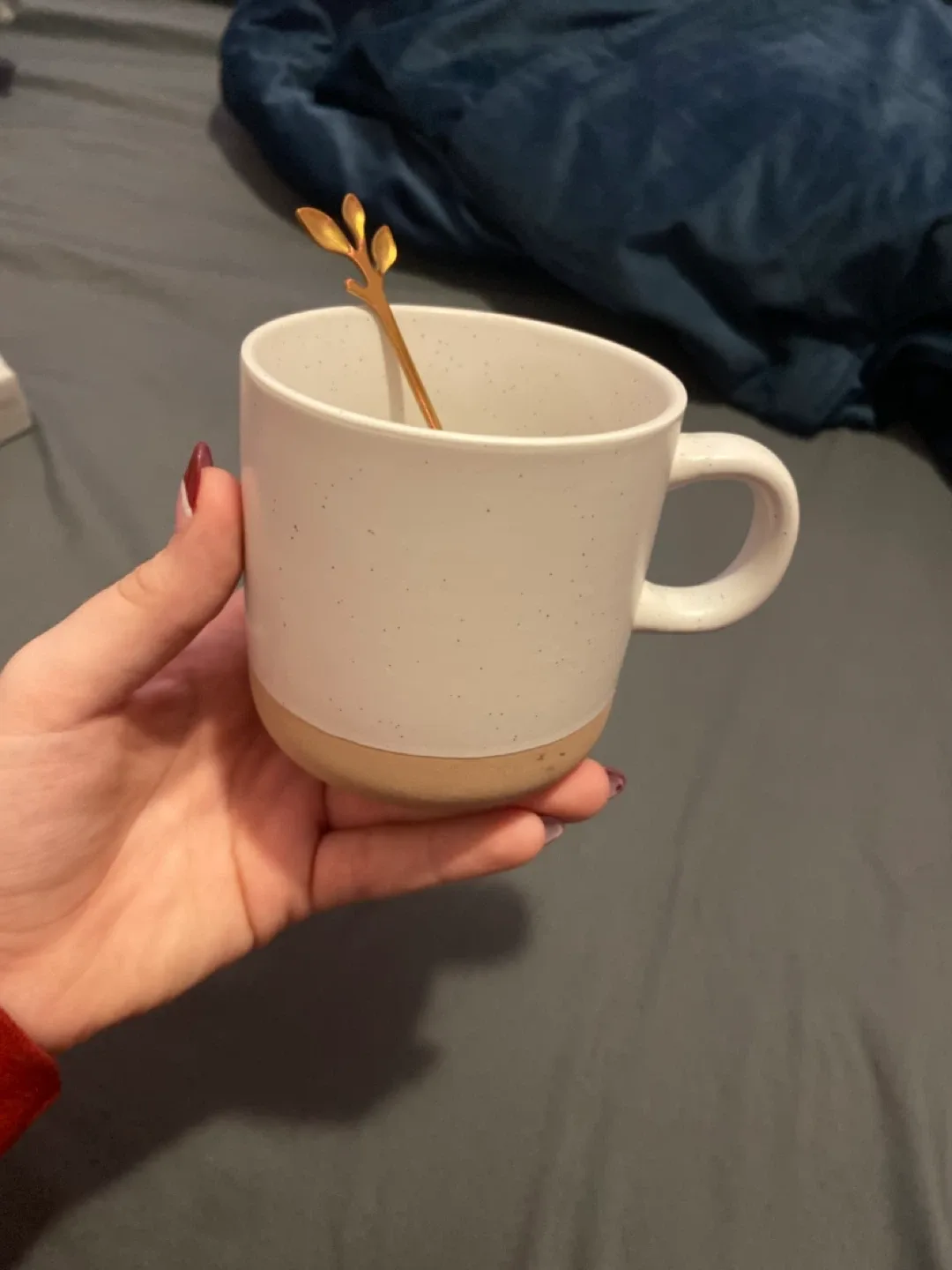 White Ceramic Mug with Gold Spoon GIFT thumbnail