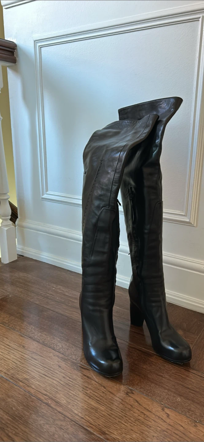 Black Leather Thigh High Boots