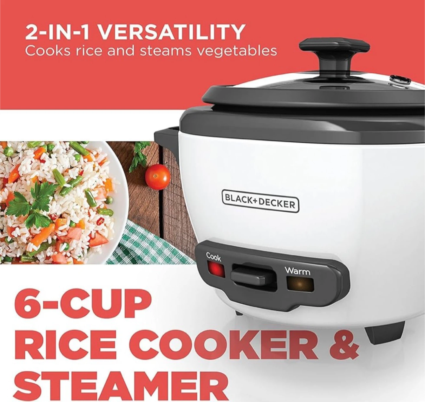 Black+Decker 6-Cup Rice Cooker & Steamer - photo 2