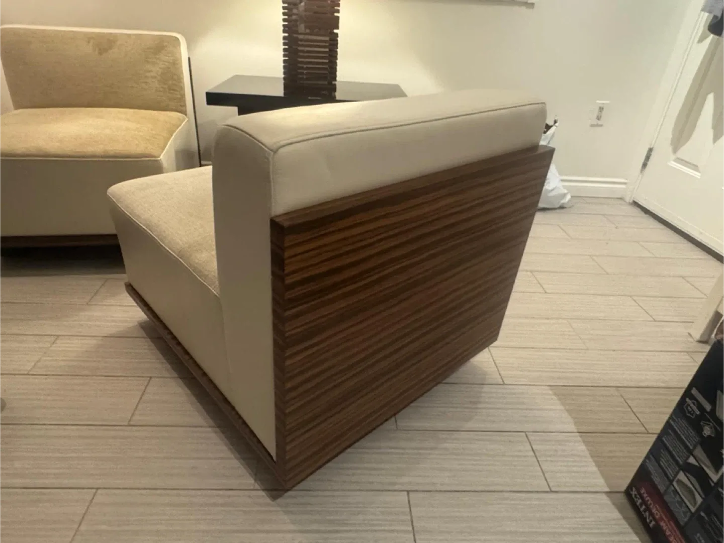 Modern Accent Chair - Beige & Wood image indicator(3)