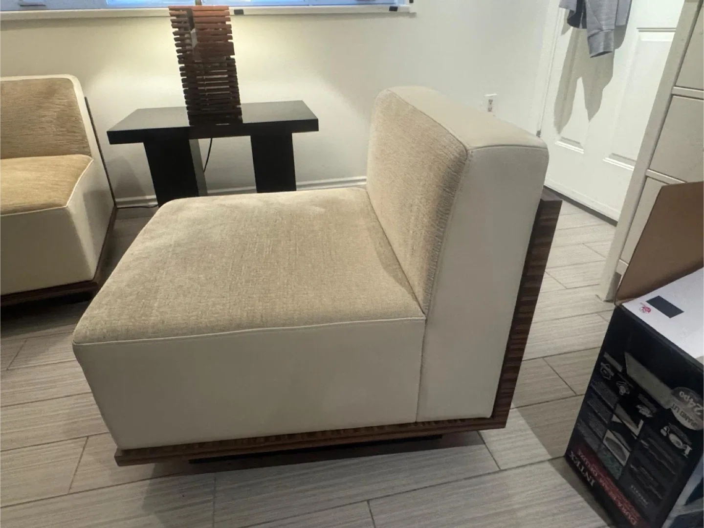 Modern Accent Chair - Beige & Wood image indicator(2)
