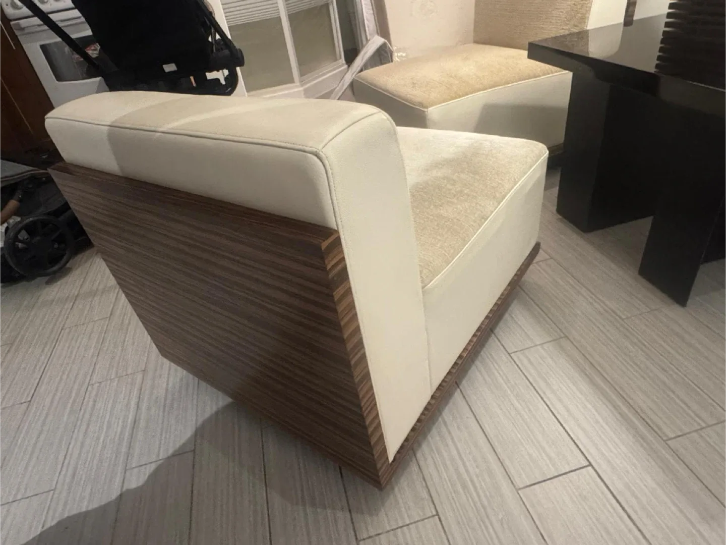 Modern Accent Chair - Beige & Wood image indicator(4)