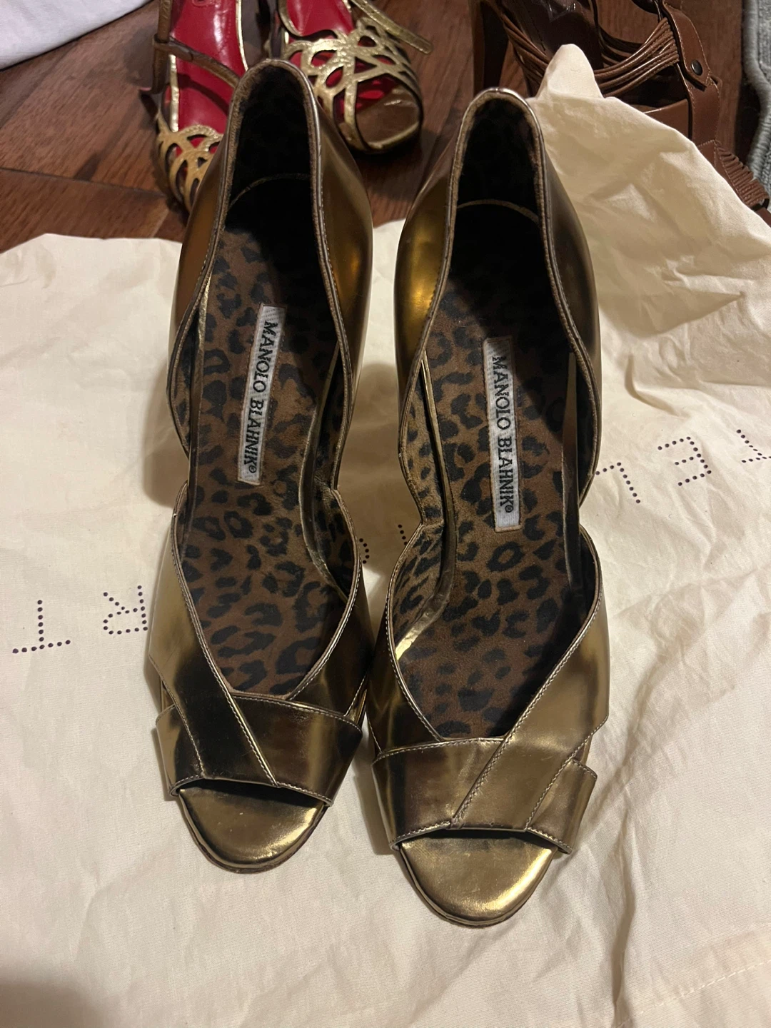Manolo Blahnik Gold Heels - Size 37