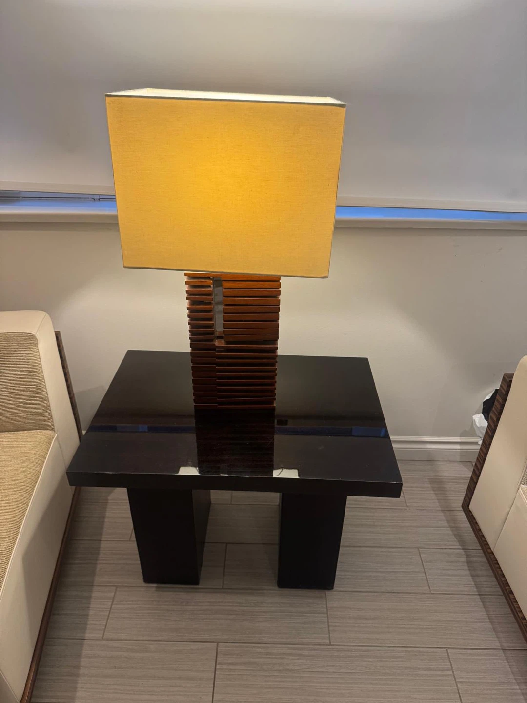 Table lamp with black table