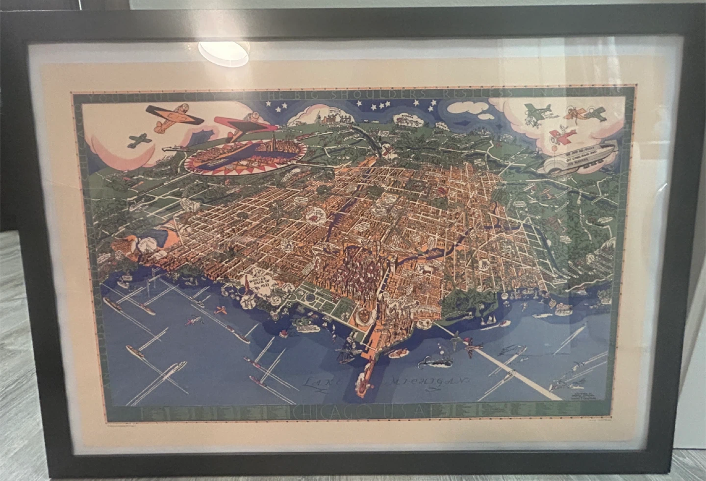 Framed Chicago Map Art Print