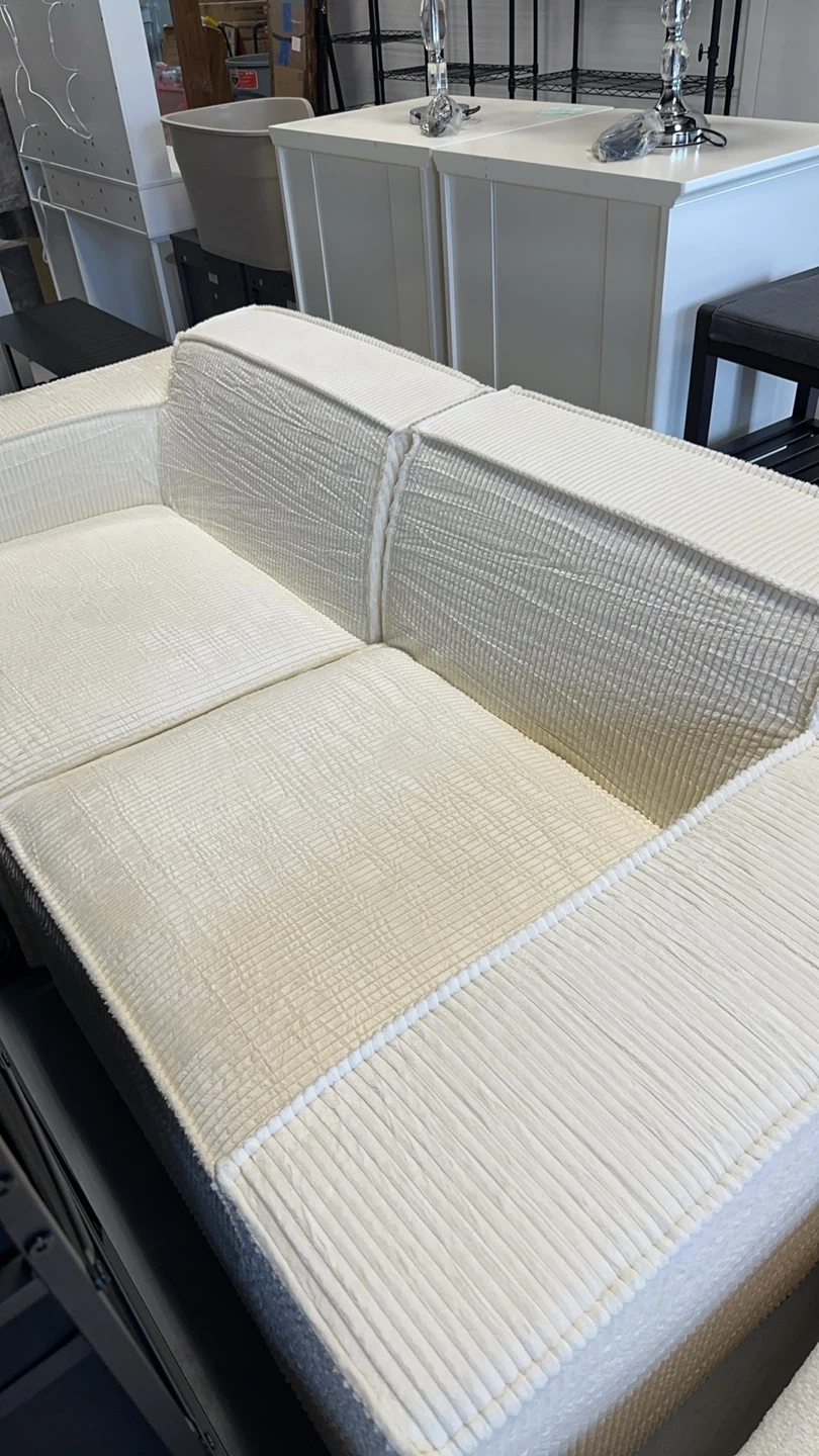 Off-White Corduroy Sectional Sofa