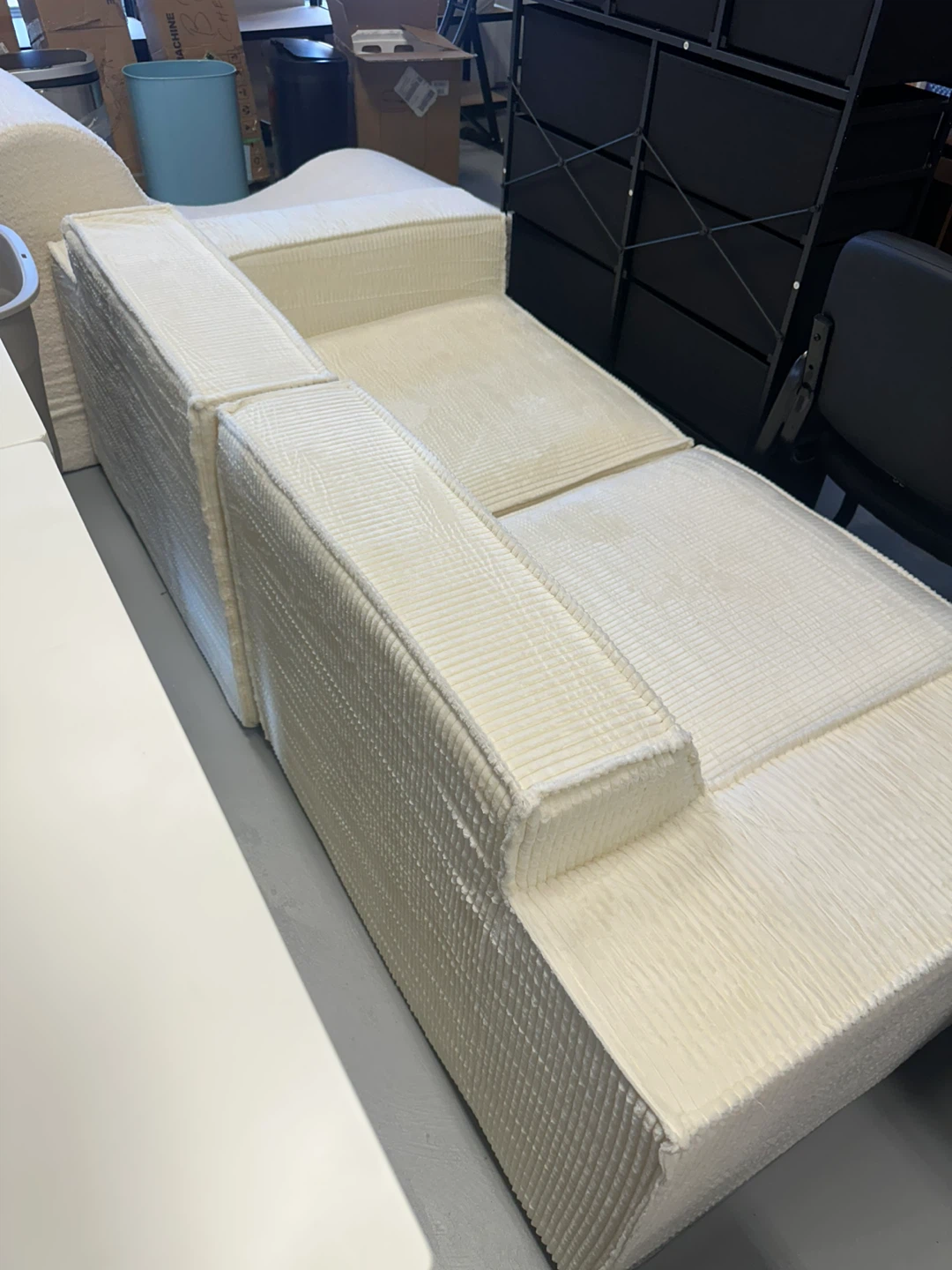 Off-White Corduroy Sectional Sofa - photo 4
