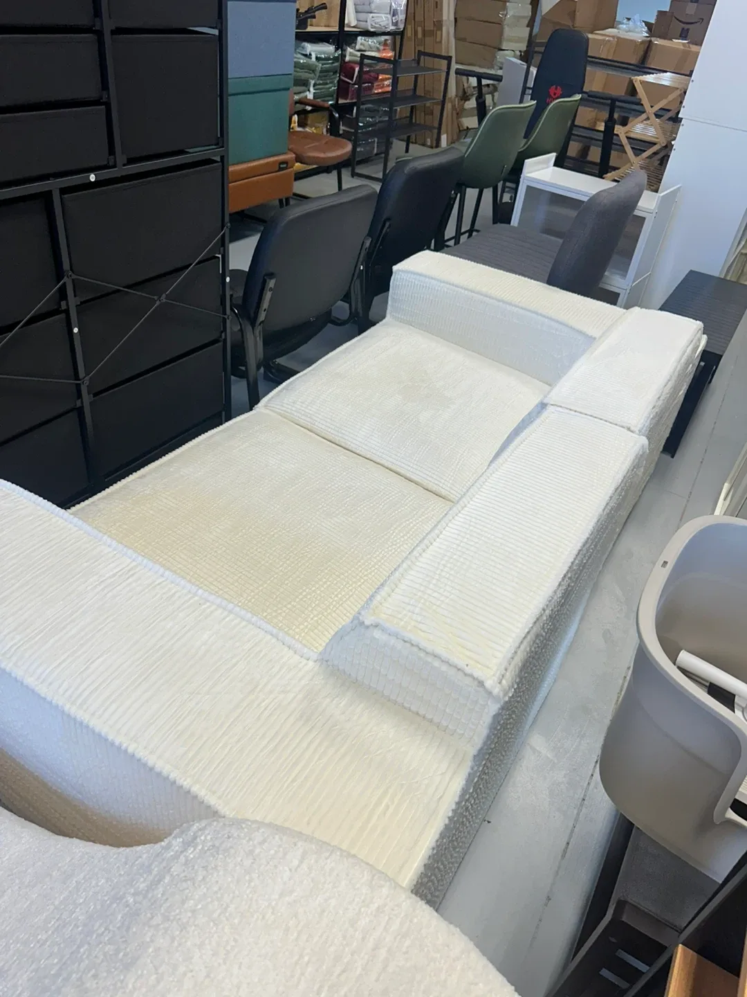 Off-White Corduroy Sectional Sofa image indicator(3)