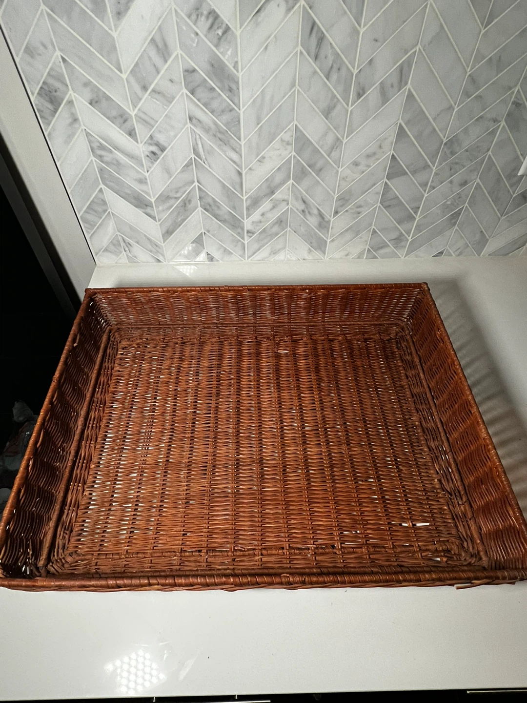 Wicker Basket Tray - Brown