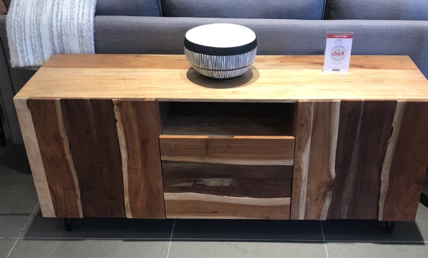 Structube Media Console - Real live edge Wood