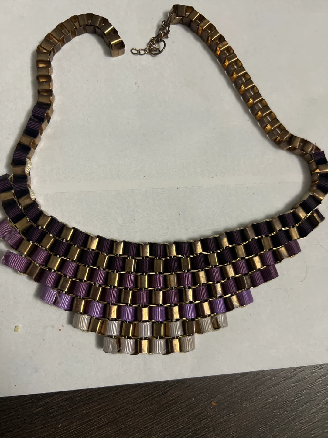 Ribbon and Gold Tone Necklace
