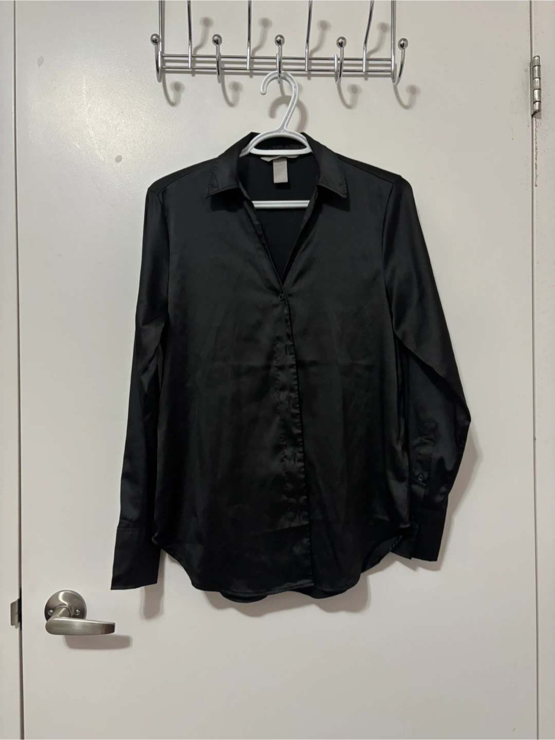H&M Black Satin Blouse