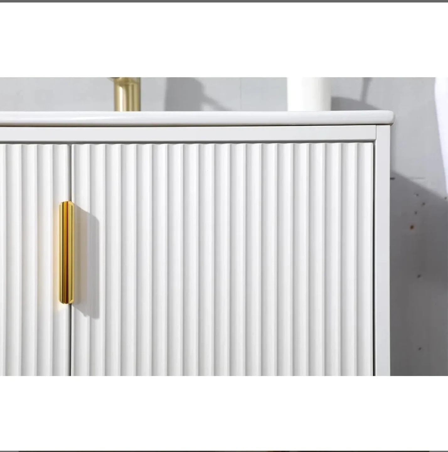 White Bathroom Vanity with Gold Accents image indicator(6)