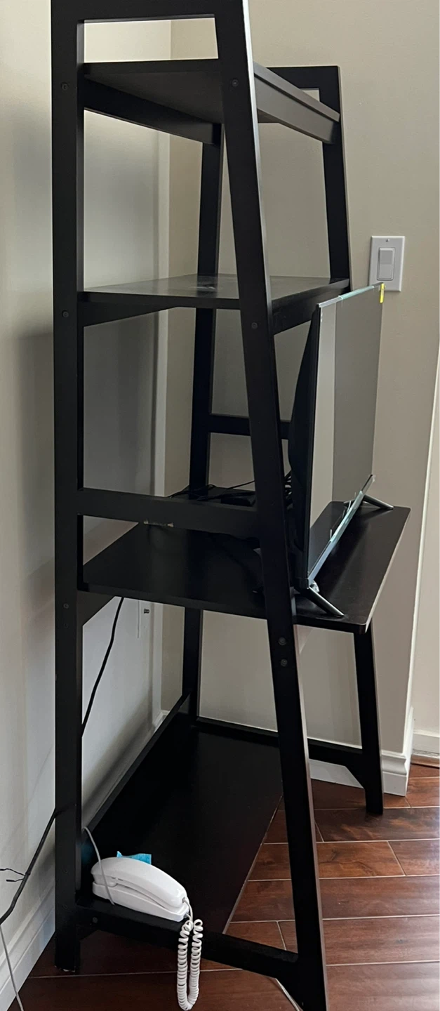Black Ladder Shelf with TV Stand - photo 2